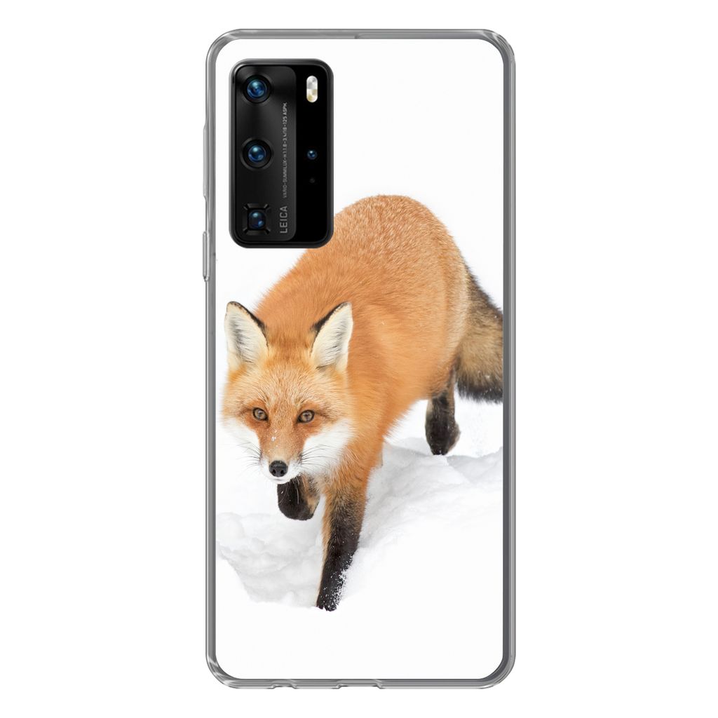 MuchoWow Handyhülle Schutzhülle Hülle für Huawei P40 Pro Fuchs - Schnee - Winter Silikon Softcase Handy Hülle - Schutz