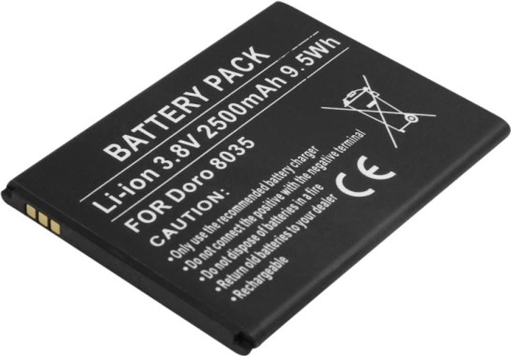 Avizar, Akku für Doro 8035 3,8 V 2500mAh Li-Ion Ref DBT-2500A, Schwarz