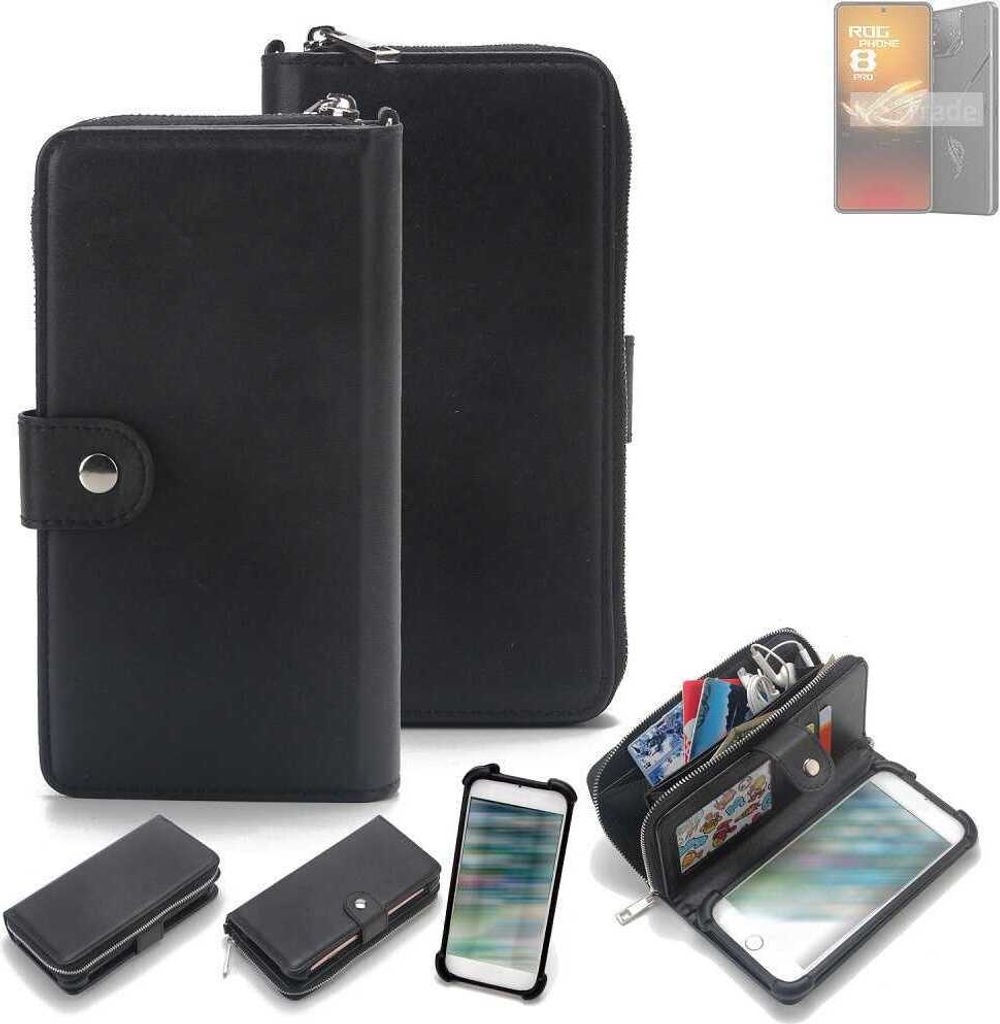 K-S-Trade 2in1 Handyhülle Schutzhülle kompatibel mit Asus ROG Phone 8 & Portemonnee Cover Handy Hülle Case Etui Geldbörse Wallet Bookstyle Hülle