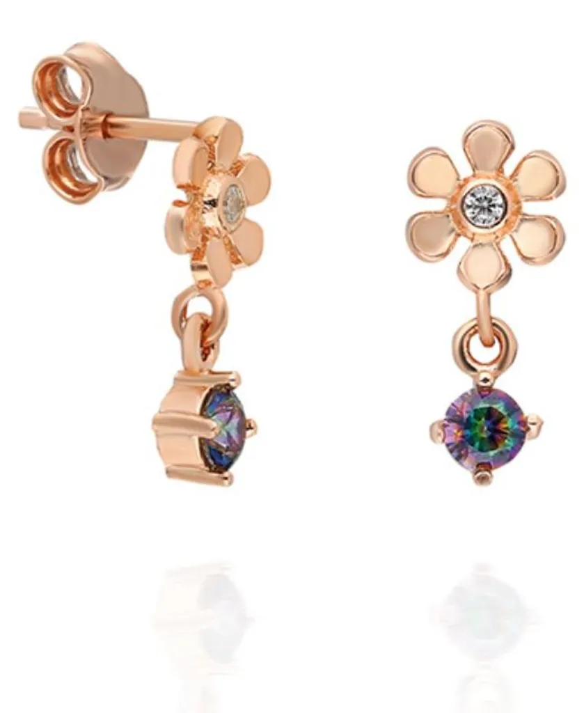 Boucles d'oreilles fleurs pour femme argent rose topaze cadeau mariage