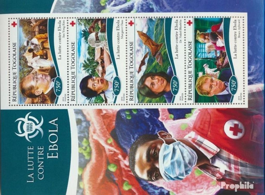 Briefmarken Togo 2014 Mi 6486-6489 Kleinbogen (kompl. Ausgabe) postfrisch Ebola Virus