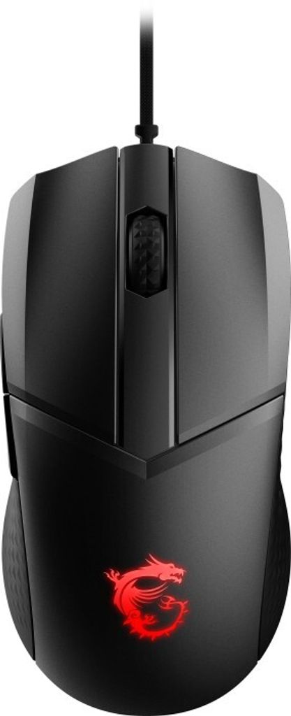 MSI Clutch Gaming-Maus - USB 2.0 - Optisch - 6 Taste(n) - Schwarz - Kabel - 16000 dpi Auflösung - Scroll-Rad