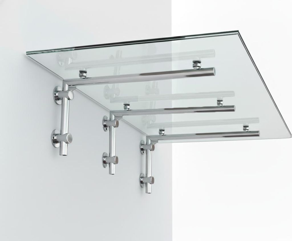 Glaszentrum Hagen 200x90 cm Glasvordach Klar V2A-L3