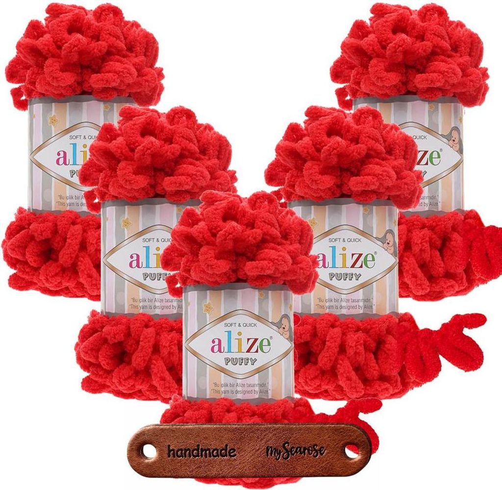 5 x ALIZE Puffy 56 Red mit Label