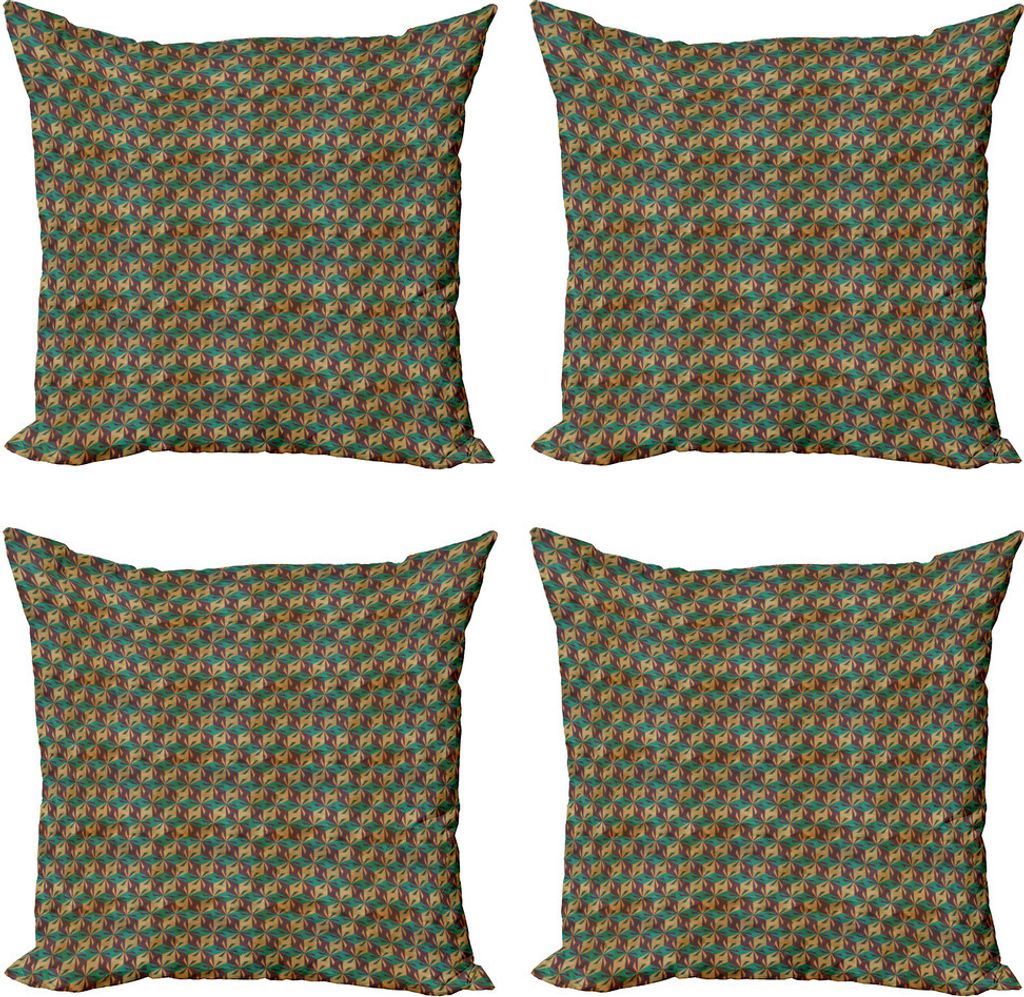 ABAKUHAUS Abstrakt Kissenbezug Set (4 Stück), Grungy Retro Rhombus-Form, Moderner Doppelseitiger Digitaldruck, 45 cm x 45 cm, Pale Brown Schokolade