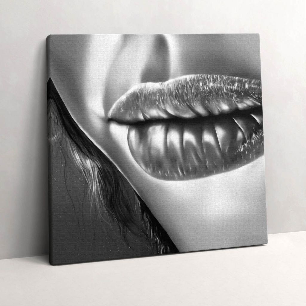 Woman's mouth – Leinwandbild Wandbild – 60x60 cm – Leinwandbilder – Wandbilder – Schlafzimmer – Flur