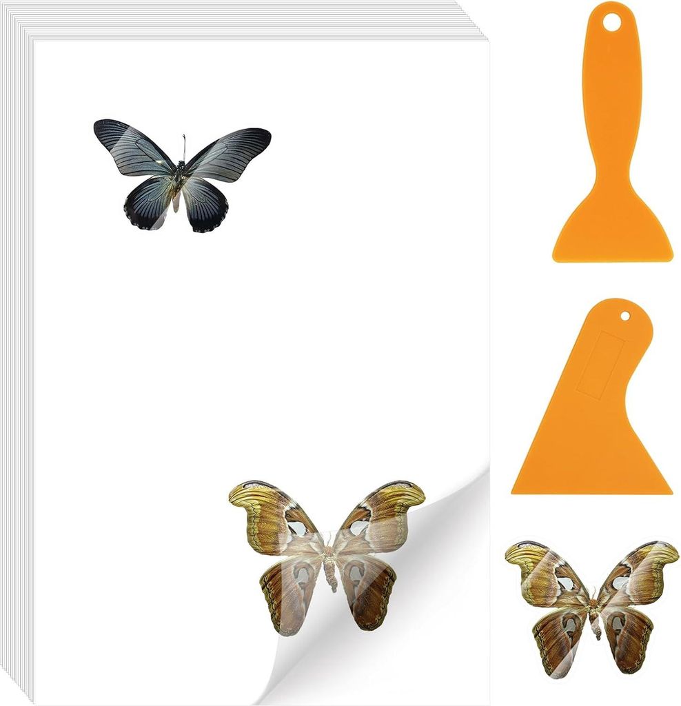 25 Stück kalte Laminierfolie A4 - selbstklebende Laminierfolie für Fotos und Dokumente mit Schabern