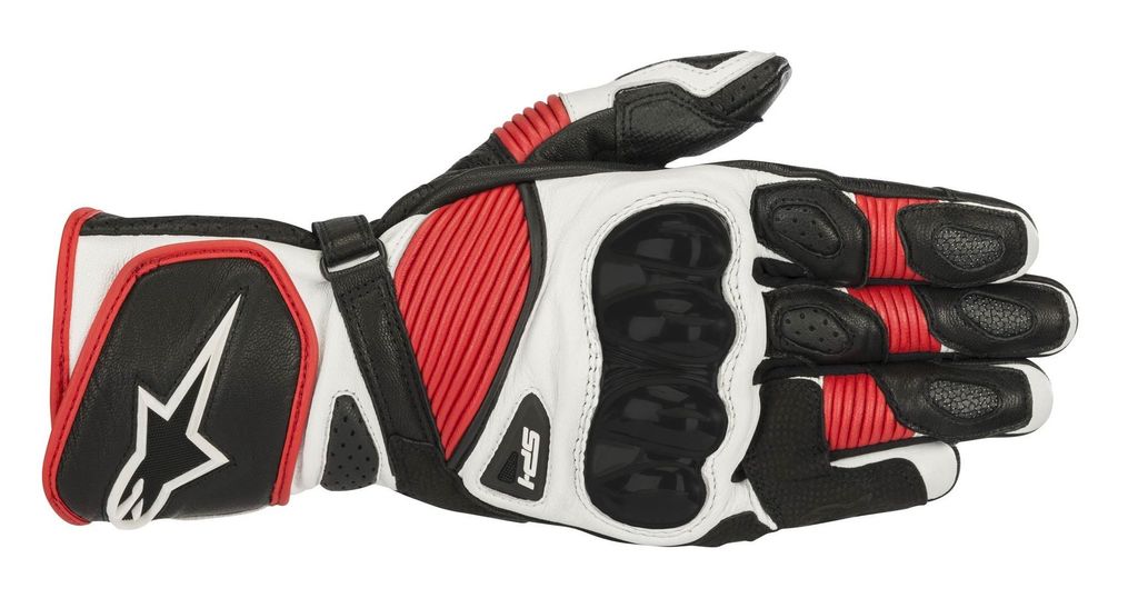 Alpinestars SP-1 v2 Motorrad Lederhandschuhe Farbe: Schwarz/Weiß/Rot, Grösse: S