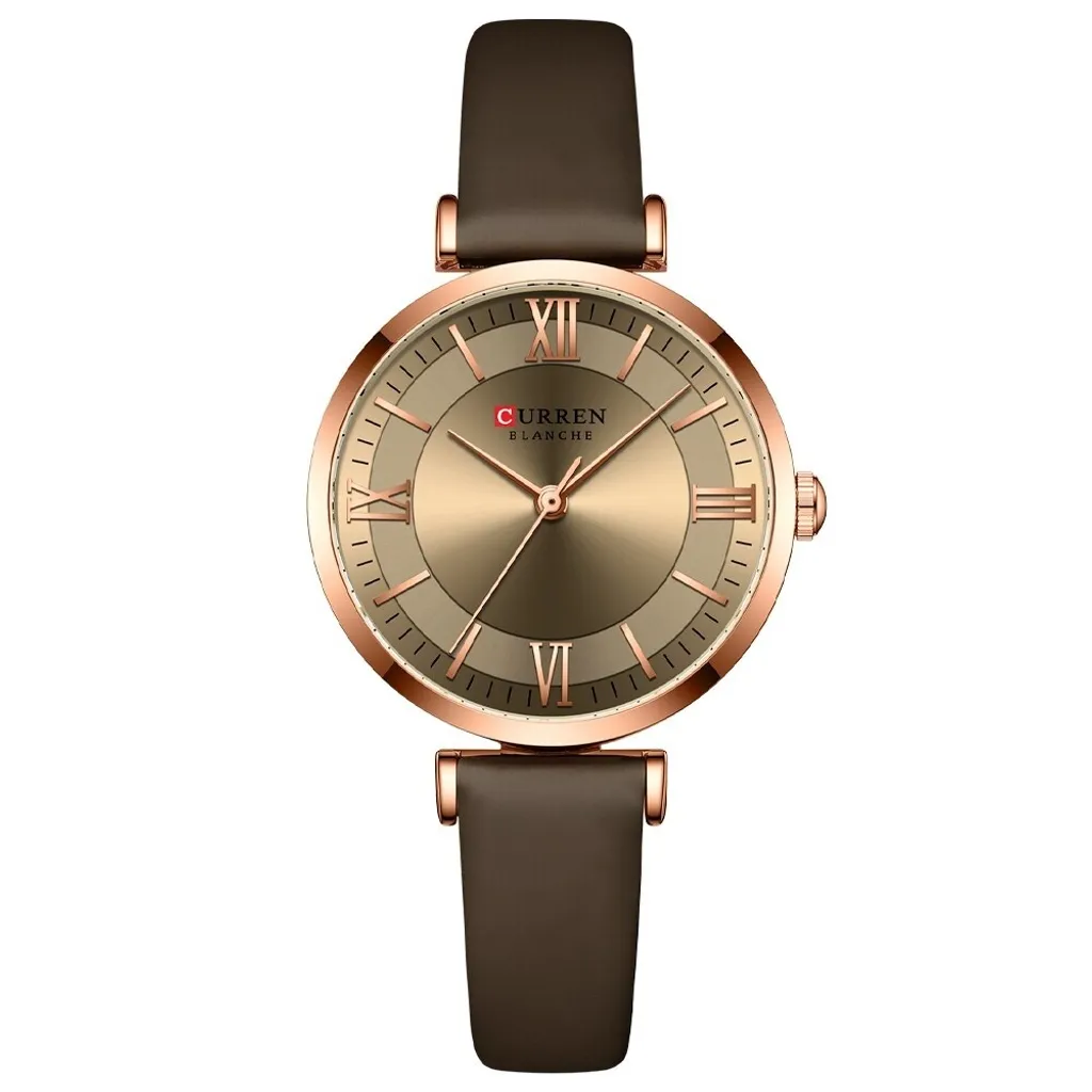 Montre Femme Idéale pour le Travail CURREN NI-14242 - Marron Foncé Chic