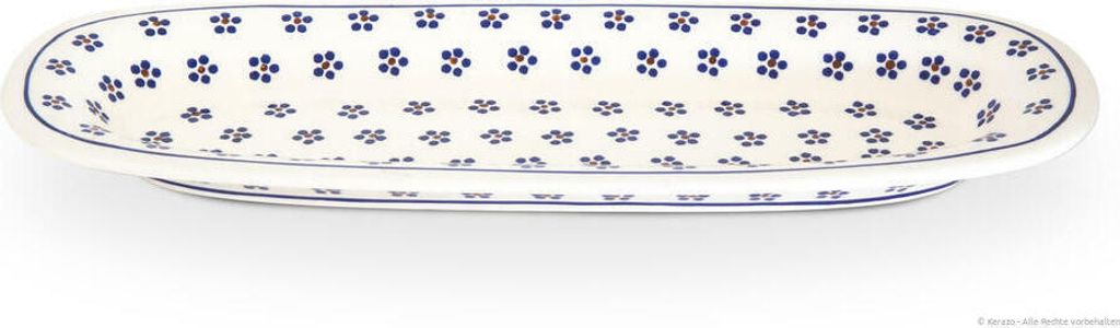 Original Bunzlauer Keramik Servierplatte Platte Teller schmal länglich oval 37,4x13,4x3,0 cm Design 225