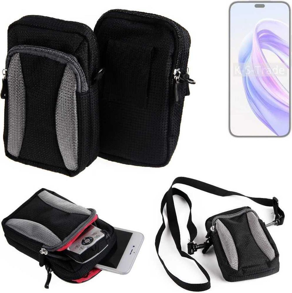 K-S-Trade Holster Schutz Hülle kompatibel mit Honor X50i+ Handy Hülle Gürteltasche Umhängetasche mit Zusatzfach schwarz
