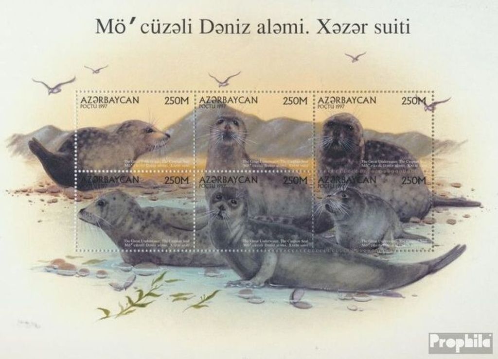 Briefmarken Aserbaidschan 1997 Mi 378-383 Kleinbogen (kompl.Ausg.) postfrisch Robbe