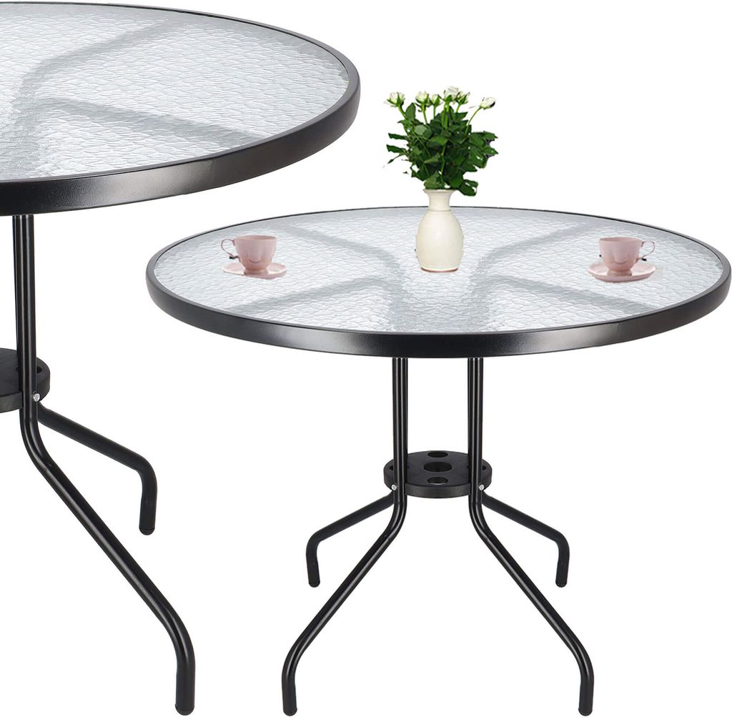 Bistrotisch Metalltisch mit Glasplatte Gartentisch mit Produktbild 6