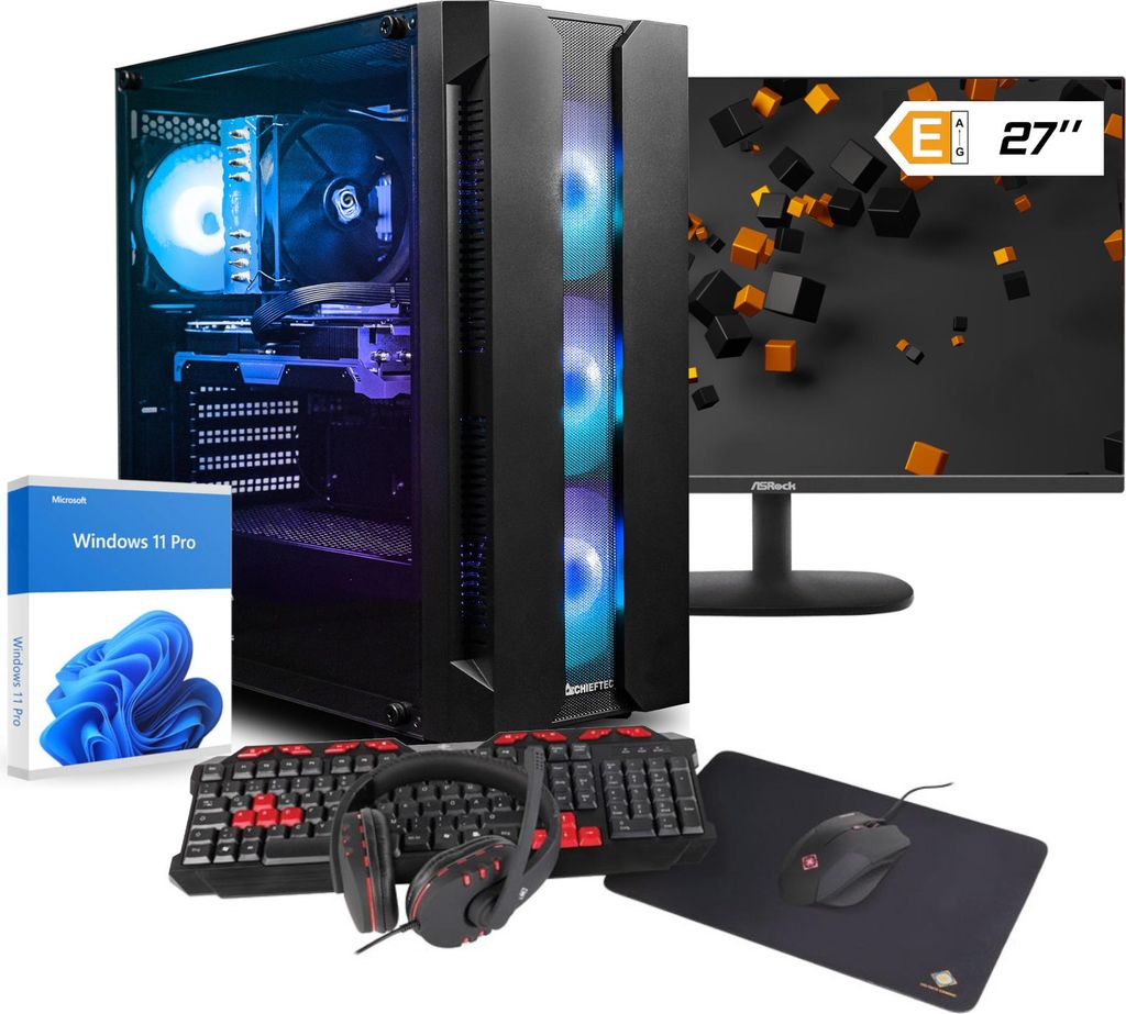 Gamer PC Set Intel i7-14700, RTX5060, 32GB RAM, 1TB SSD, 27" Monitor Bundle