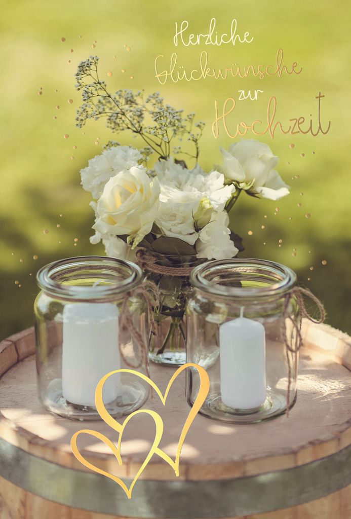 Hochzeit Herzliche Glückwünsche Herzen Kerzen Glückwunschkarte mit Umschlag