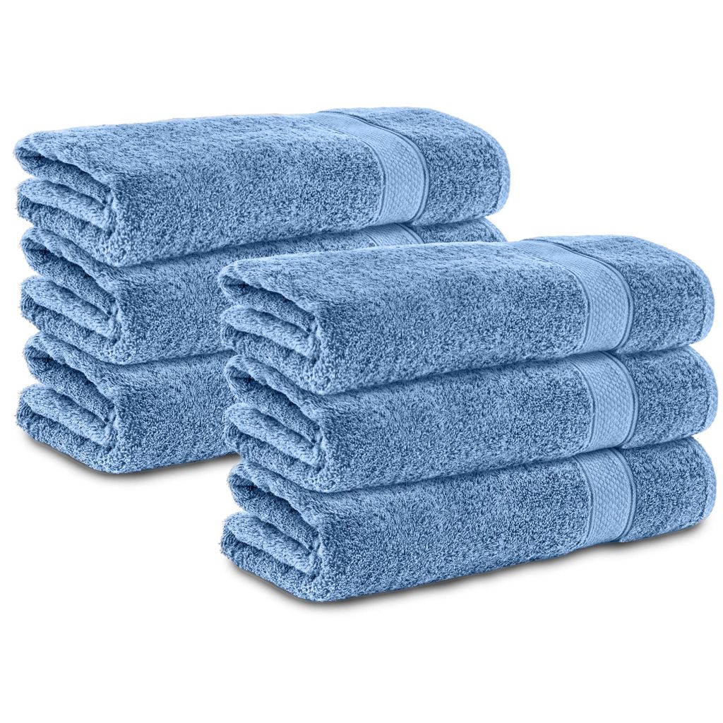 Komfortec 6er Duschtücher 70x140 cm Set aus 100% Baumwolle, 470g/m², Frottee, Weich, Hellblau