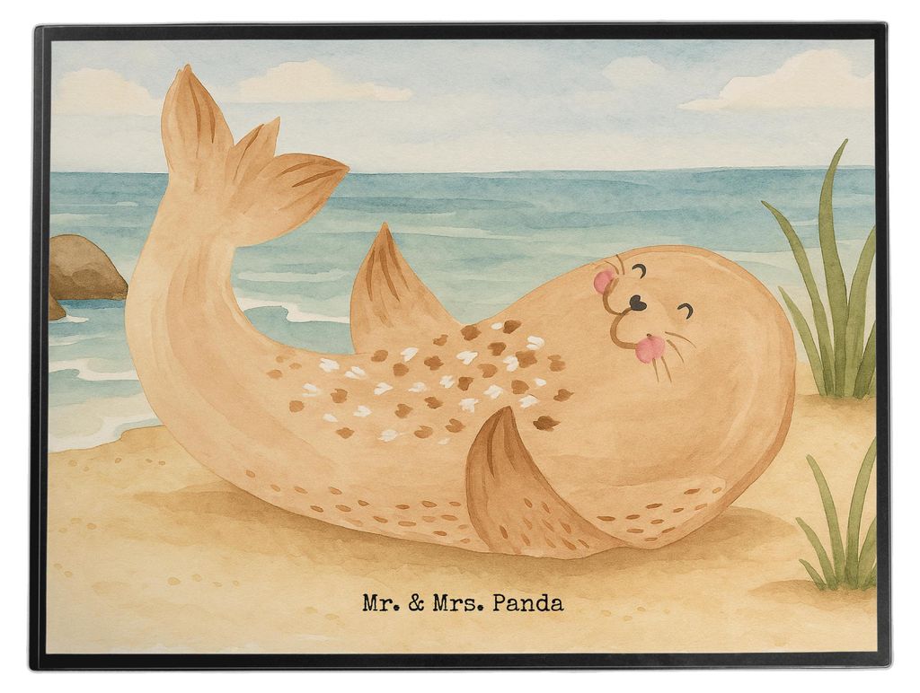 Mr. & Mrs. Panda schreibtischunterlage Robbe Liegen Design - Weiß - Geschenk, Robben, Ostsee, Tischunterlage, Strand, Unterlage Schreibtisch, schr...