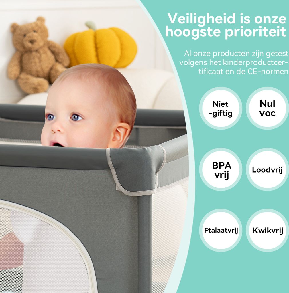 Laufstall Baby, Comomy  Laufgitter Baby Faltbar Für Drinnen Produktbild 4