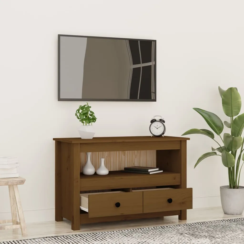 Mobile Porta TV in Pino Massiccio Marrone Miele 79x35x52 cm | Shop Online