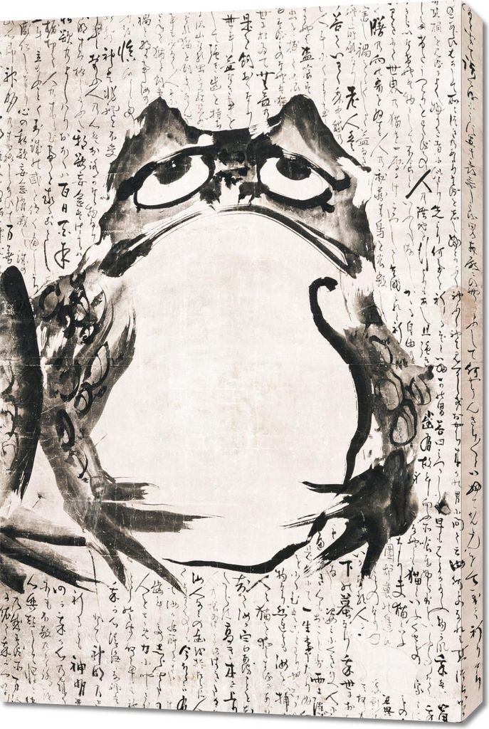 Bild 60x90cm Frosch, Getsuju Japanisch Vintage für das Wohnzimmer