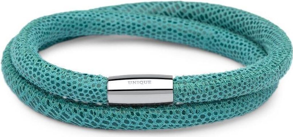 Zweireihiges Lederarmband für Clip-Charms türkis