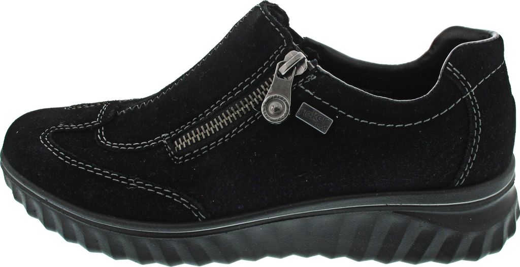 Rieker Damen Echtleder Slipper schwarz, Damen:42 EU Produktbild 