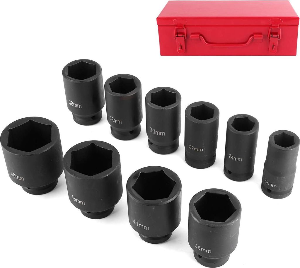 10-teilige Steckschlüsselsatz - 3/4-Zoll - Schlagschraubensatz - mit Aufbewahrungskoffer - professionelle Qualität.