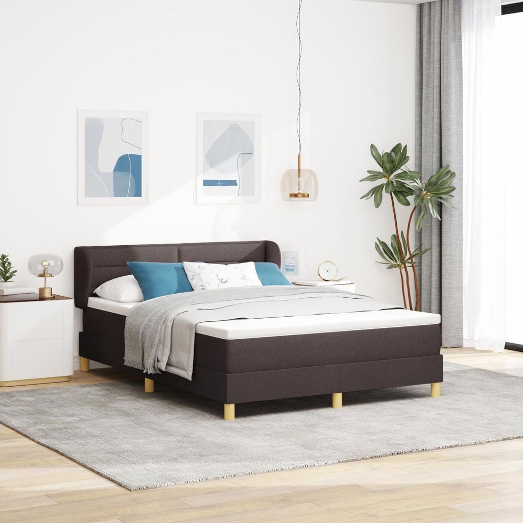 "2025"Modernen Polsterbett Boxspringbett mit Matratze Dunkelbraun 140x200 cm Stoff - Bettrahmen - Klassische Betten Neu76608