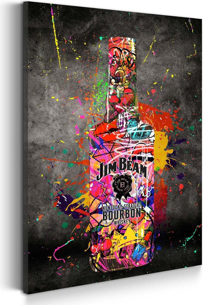 Whiskey Graffiti Street Art Flasche Wandbild Leinwandbild Kunstdruck Deko XL: 80x120x4cm