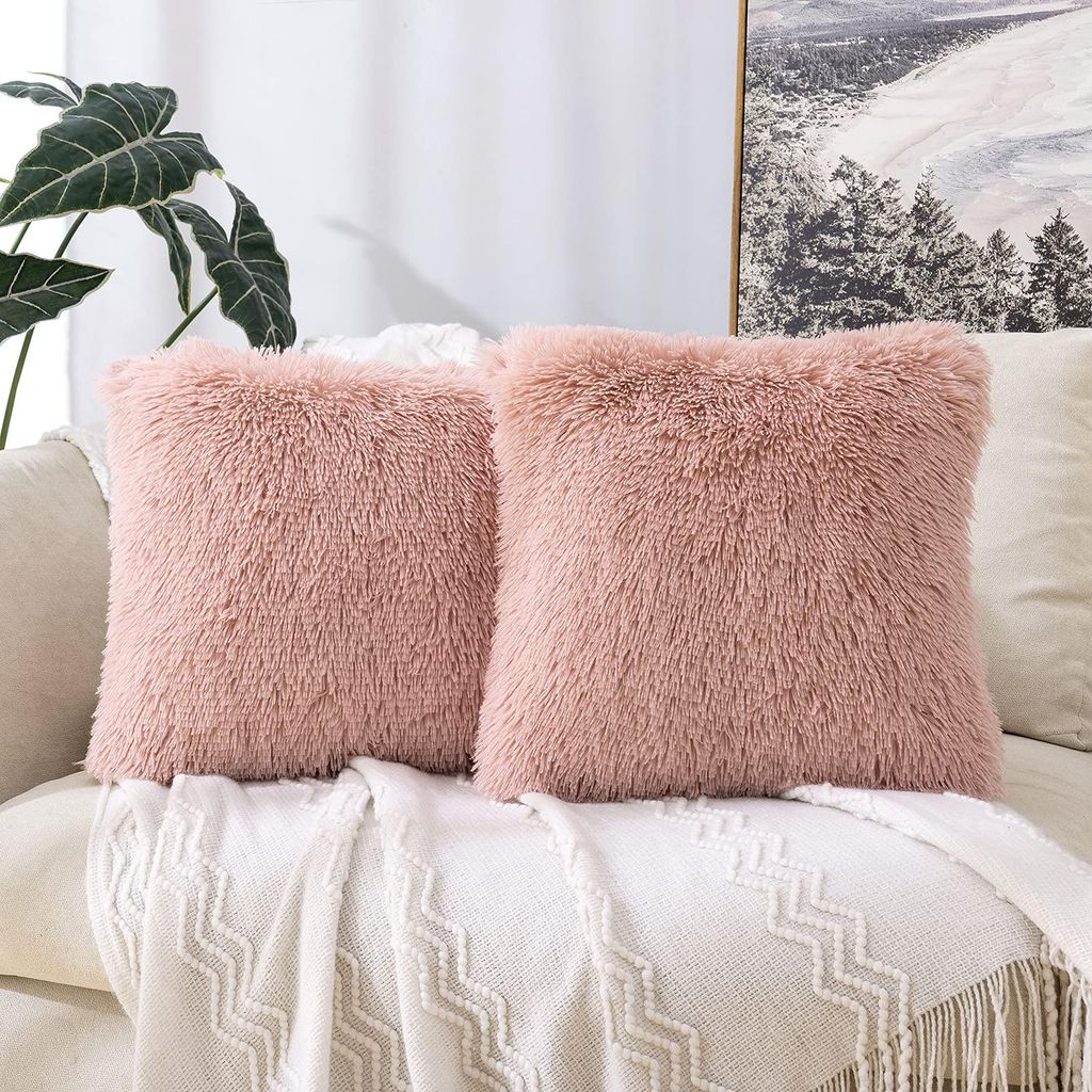 Set mit 2 künstlichen Weihnachtskissenbezügen, dekorativen Sofakissen, Kuschelkissen, Plüschkissen, gemütlichen Sofakissen, flauschigen Sofakis...