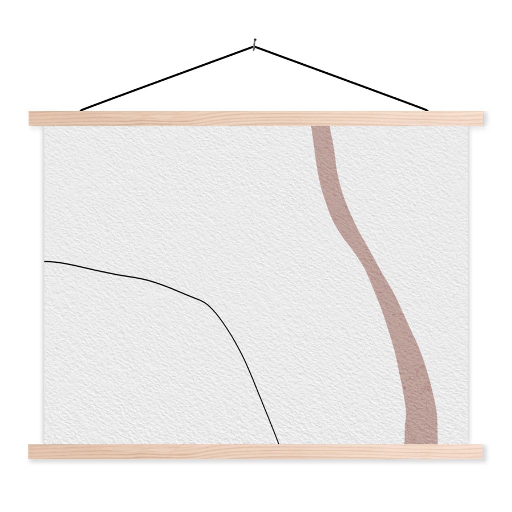 MuchoWow Textilposter Linie - Pastell - Gestaltung 120x90 cm mit holzfarbenen Rahmen - Magnetisch