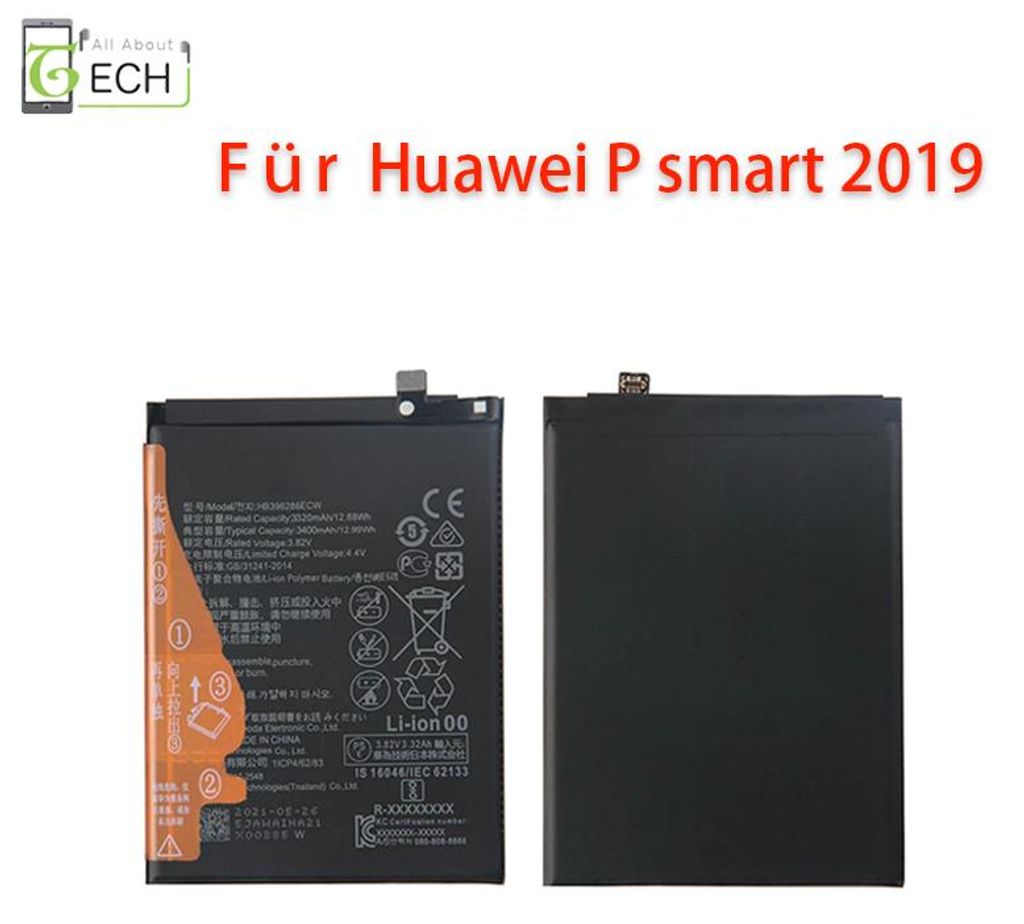 Akku für Huawei P Smart 2019, Honor 10 Lite HB396286ECW Akku Battery 3400 mAh