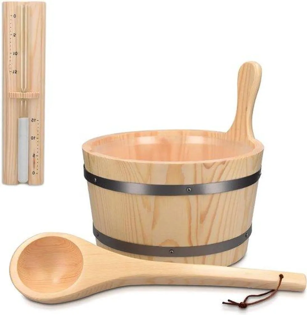 Sauna en bois de pin 275 cm avec poêle à bois et accessoires bien-être