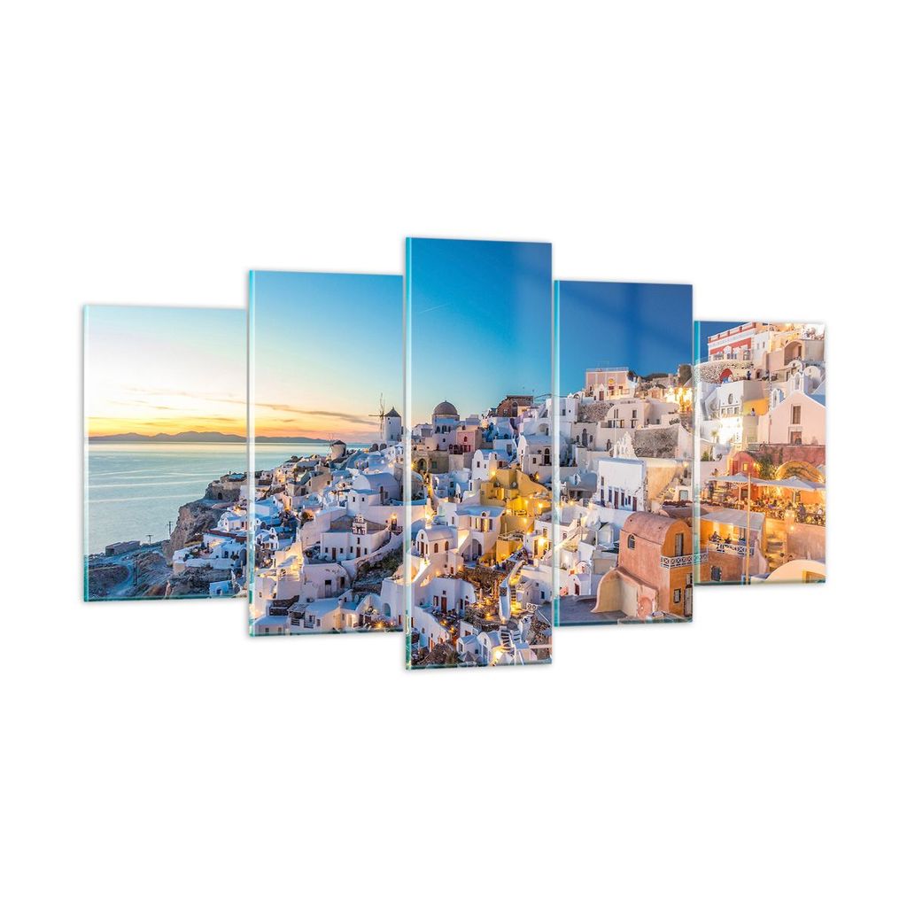 Bilder auf glas - Griechenland Insel Sommer - 160x85cm - Glasbilder - Wandbilder - Kunstdruck - zum Aufhängen bereit - Wanddekoration aus Glas - G...