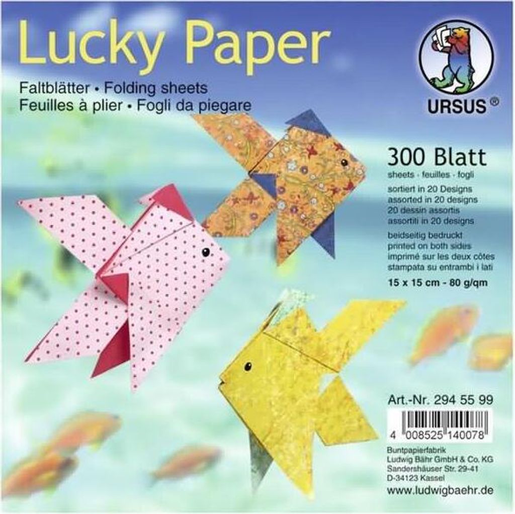 Faltblätter Lucky Paper 80g/qm 15x15cm 20 Designs VE=300 Blatt