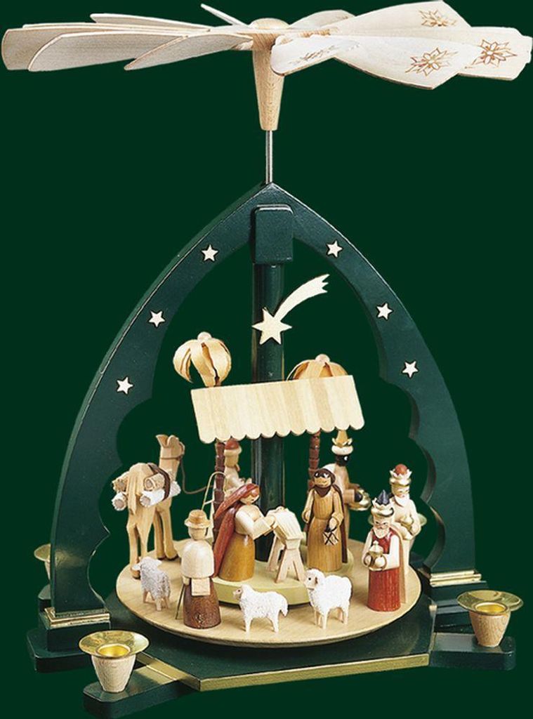 1-stöckige Pyramide Christi Geburt grün (40cm) von Richard Glässer