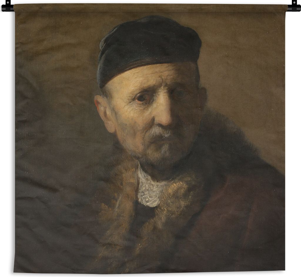 MuchoWow Wandteppich Wandbehang Tronie eines alten Mannes - Rembrandt van Rijn 90x90 cm Tapisserie Dekoration Wandtuch - Wandaufhänger