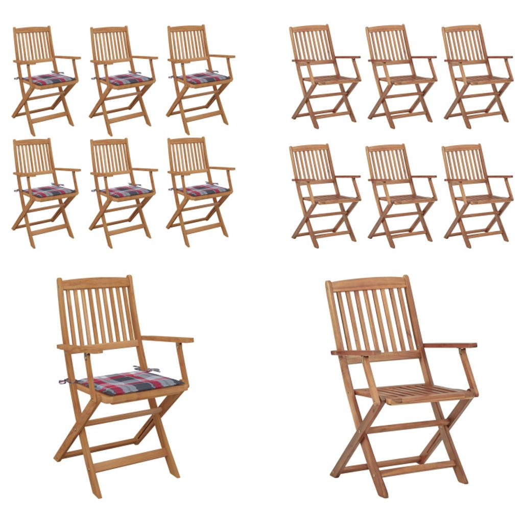 vidaXL Klappbare Gartenstühle 6 Stk. mit Kissen Massivholz Akazie - Gartenstuhl - Gartenstühle - Gartensessel - Klappstuhl