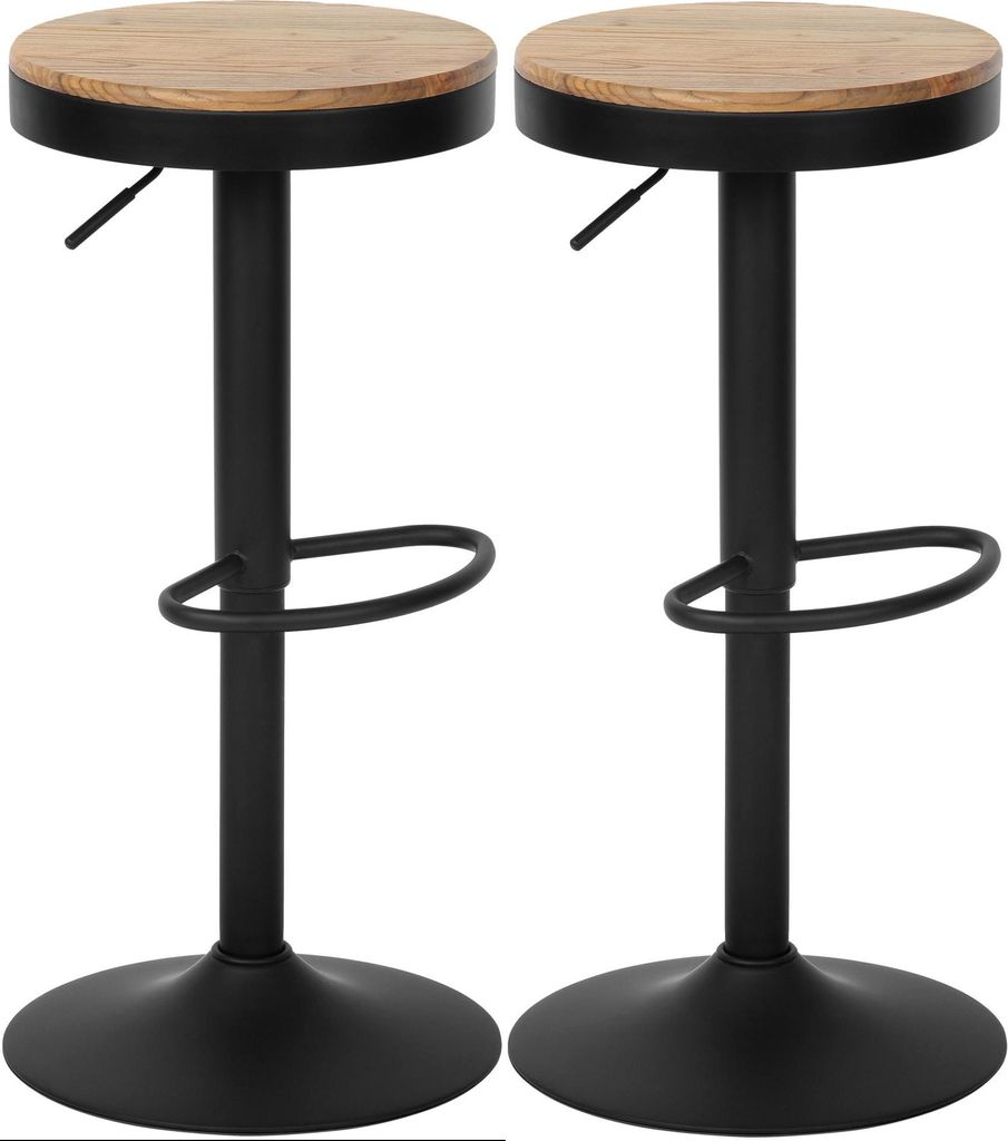 2er Set Barhocker KORID - Holz Natura 38.5x38.5x58 cm | Barstuhl Höhenverstellbar Drehbar Tresenhocker Tresenstuhl Kneipenhocker Kneipenstuhl