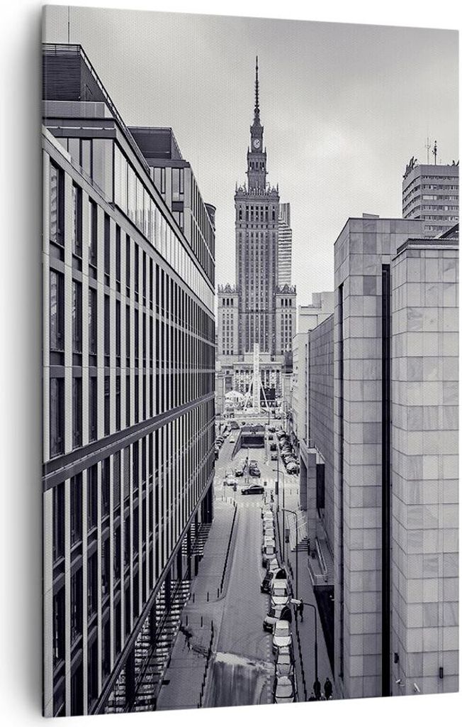 Bild auf Leinwand - Leinwandbild - Einteilig - Warschau Palast Kultur - 80x120cm - Wand Bild - Wanddeko - Wandbilder - Leinwanddruck - Wanddekorati...