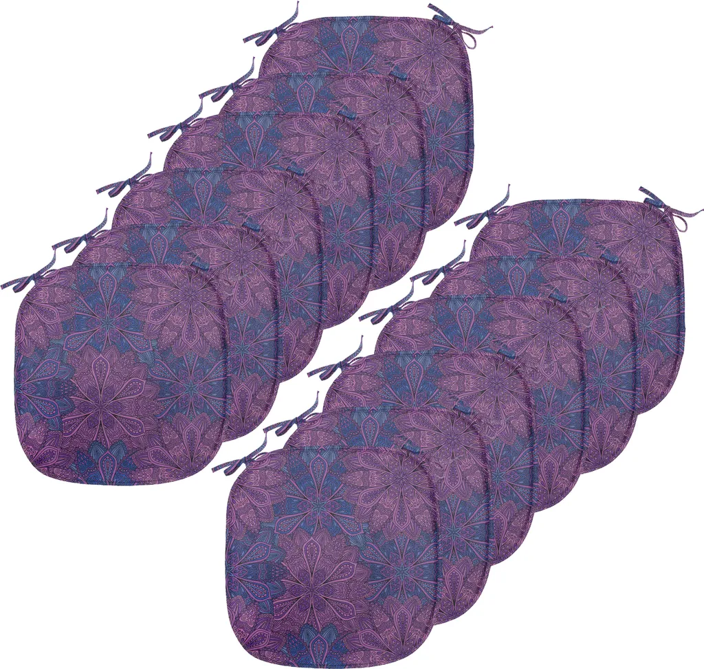 Set 12 Cuscini per Sedie 40x40 ABAKUHAUS Paisley Viola Scuro Blu