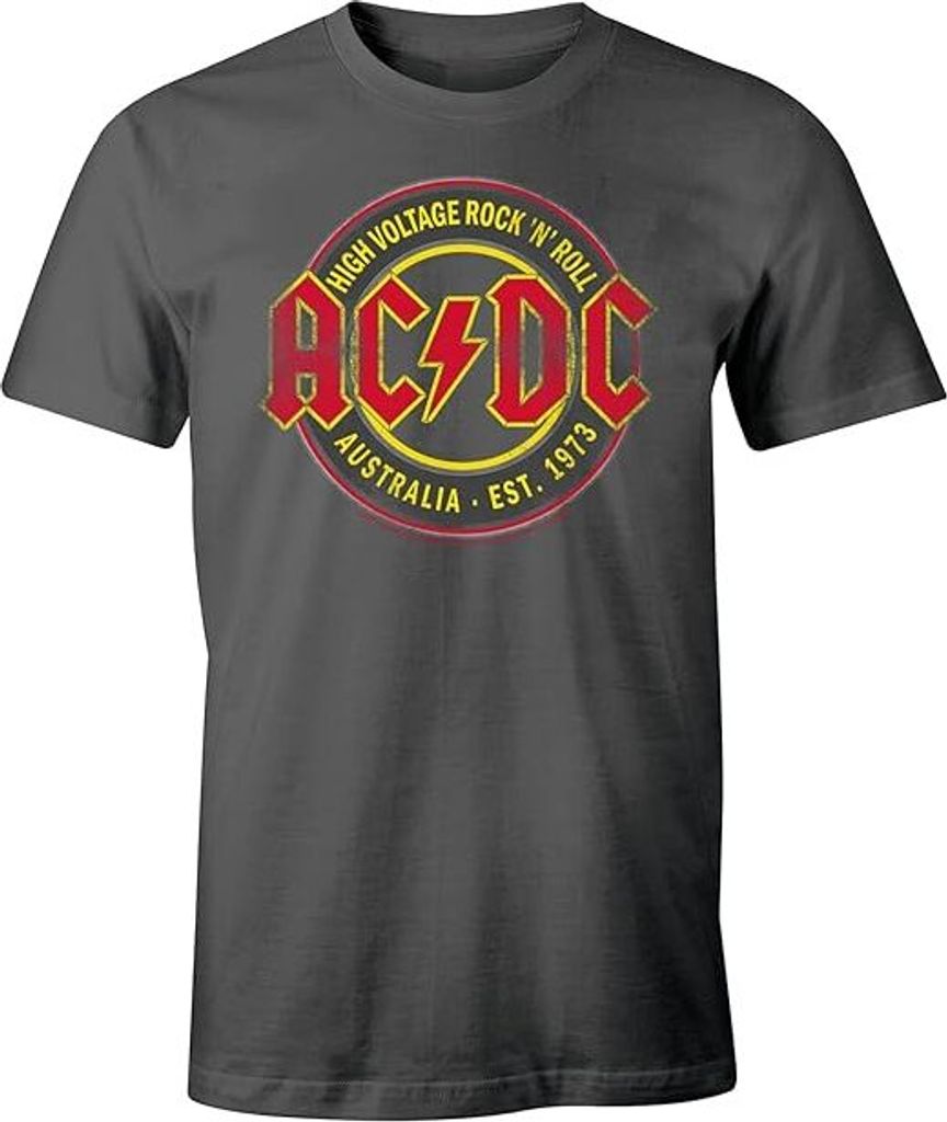 AC/DC T-Shirt High Voltage - Rock 'N' Roll - Australia Est.1973 dunkelgrau Organic L