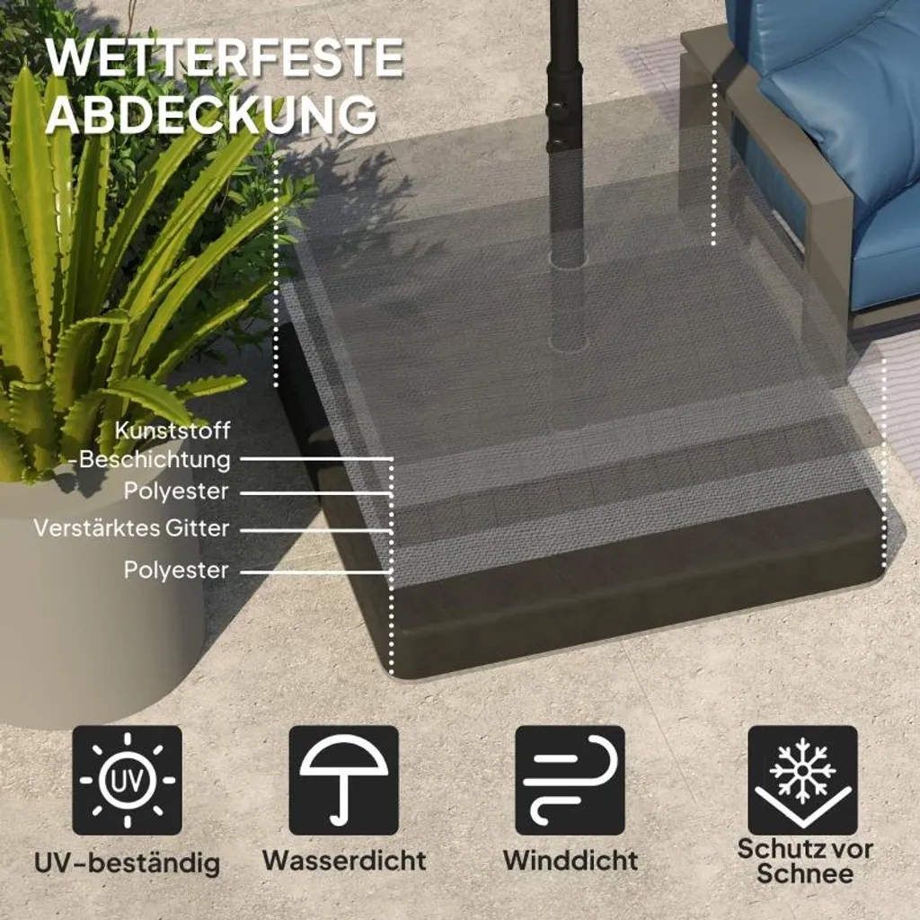 Poids de Parasol 89L Étanche et Remplissable Sable pour Extérieur - 4