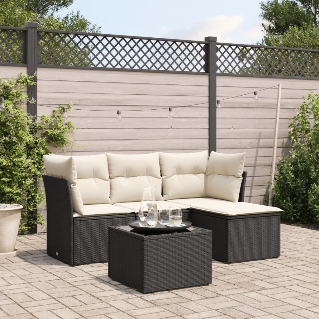 Maison Exclusive - 5-tlg. Garten-Sofagarnitur mit Kissen Schwarz Poly Rattan