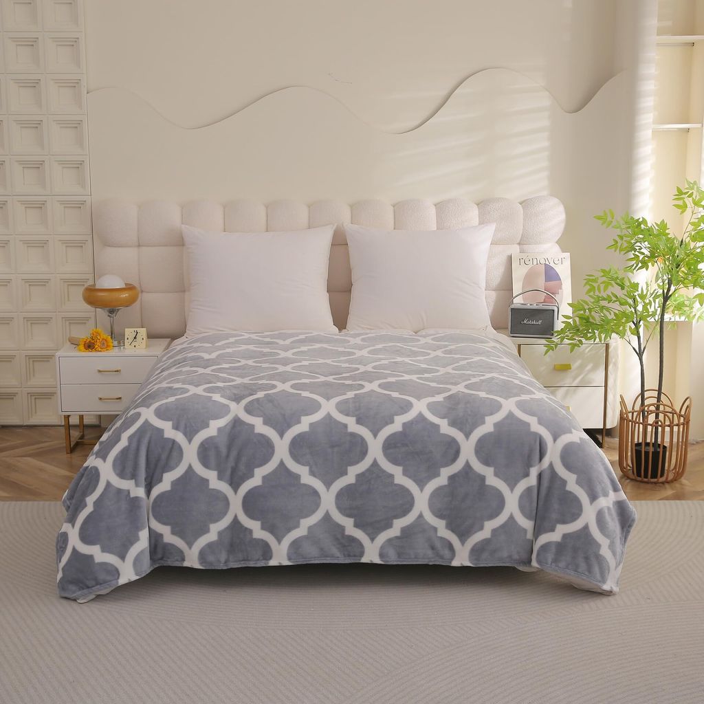 Kuscheldecke Marokkanisches Muster 160x200 cm Winterdecke flauschig warme Tagesdecke Wohnzimmer Deko Sofadecke Bettdecke