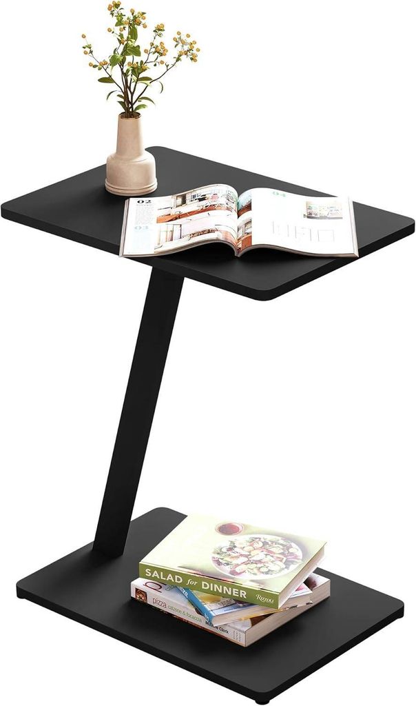 EUGAD Beistelltisch C Form, Couchtisch mit Metallgestell, für Couch Sofa Bett, Schwarz