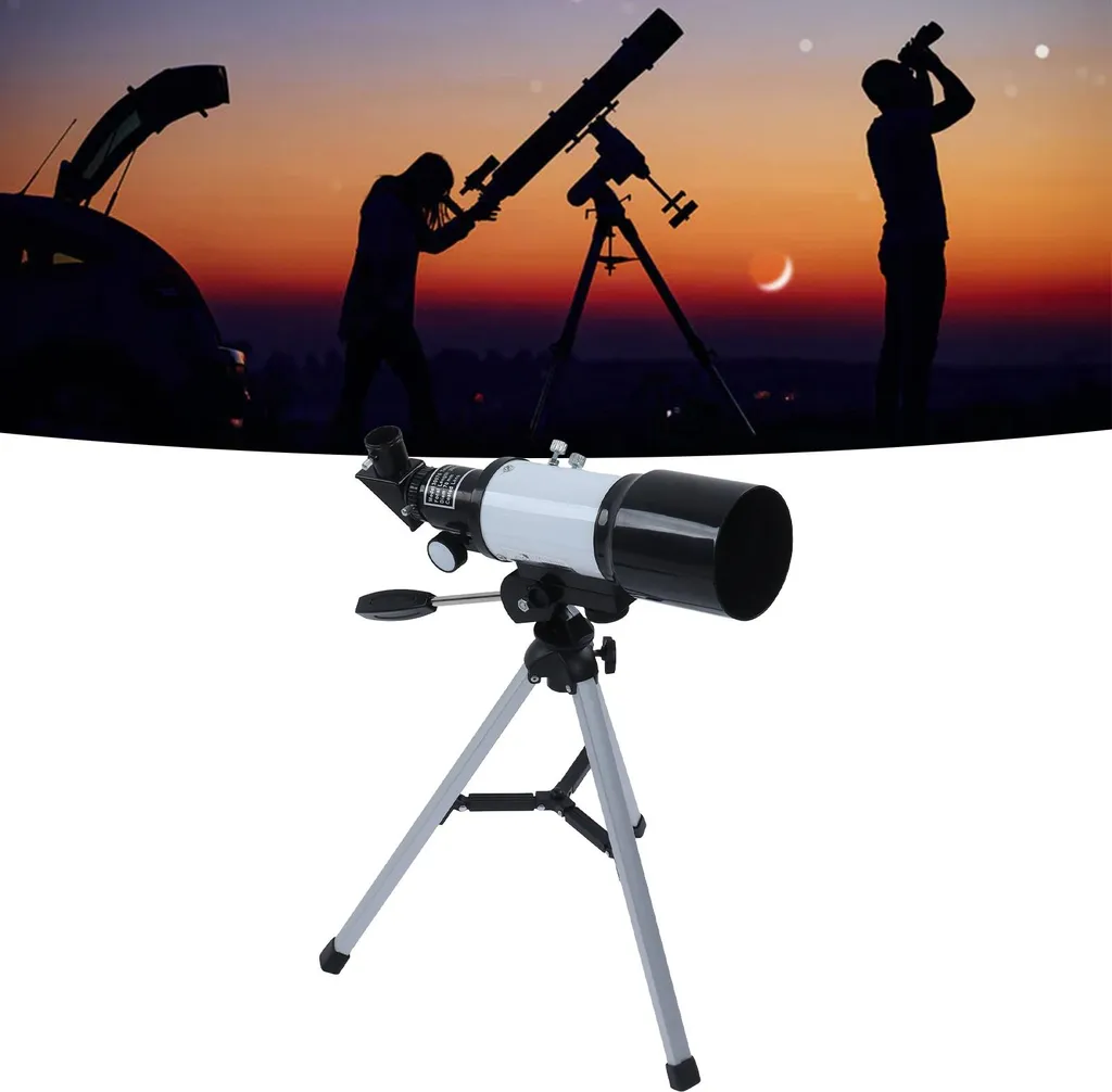 Télescope réfracteur 150x pour enfants avec trépied et lentille Barlow 3x