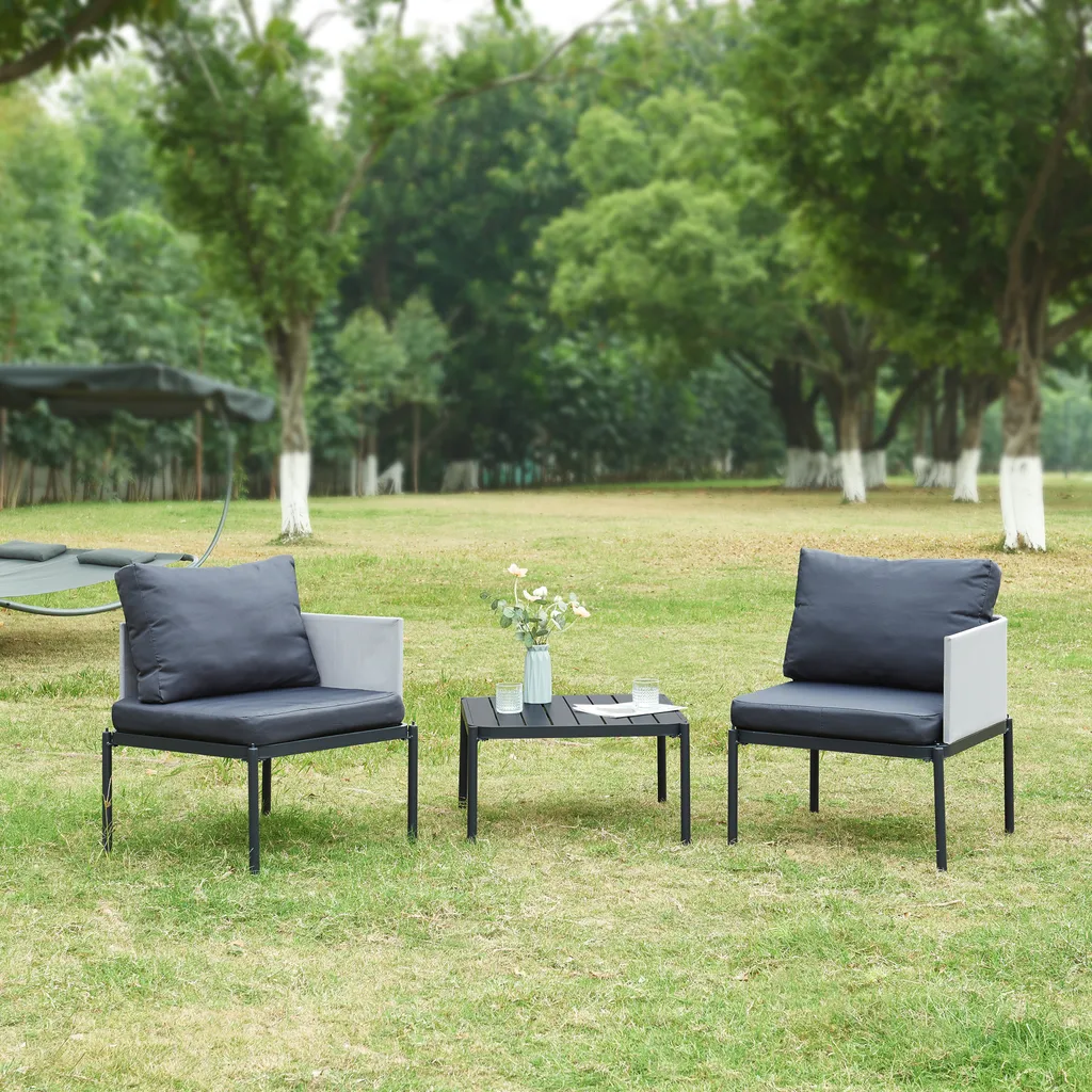 Set détente jardin Accettura 3 pièces gris pour terrasse et balcon