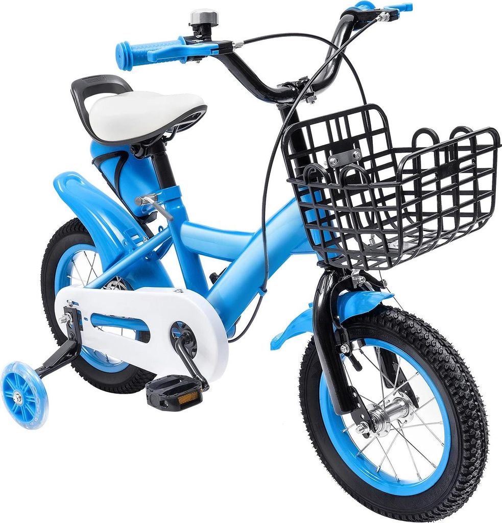 Kinderfahrrad - 30 cm Räder - Stützräder - Rahmen aus Kohlenstoffstahl - Vordere Felgenbremse & hintere V-Bremse - Alter 2–4 Jahre (85–105 c...
