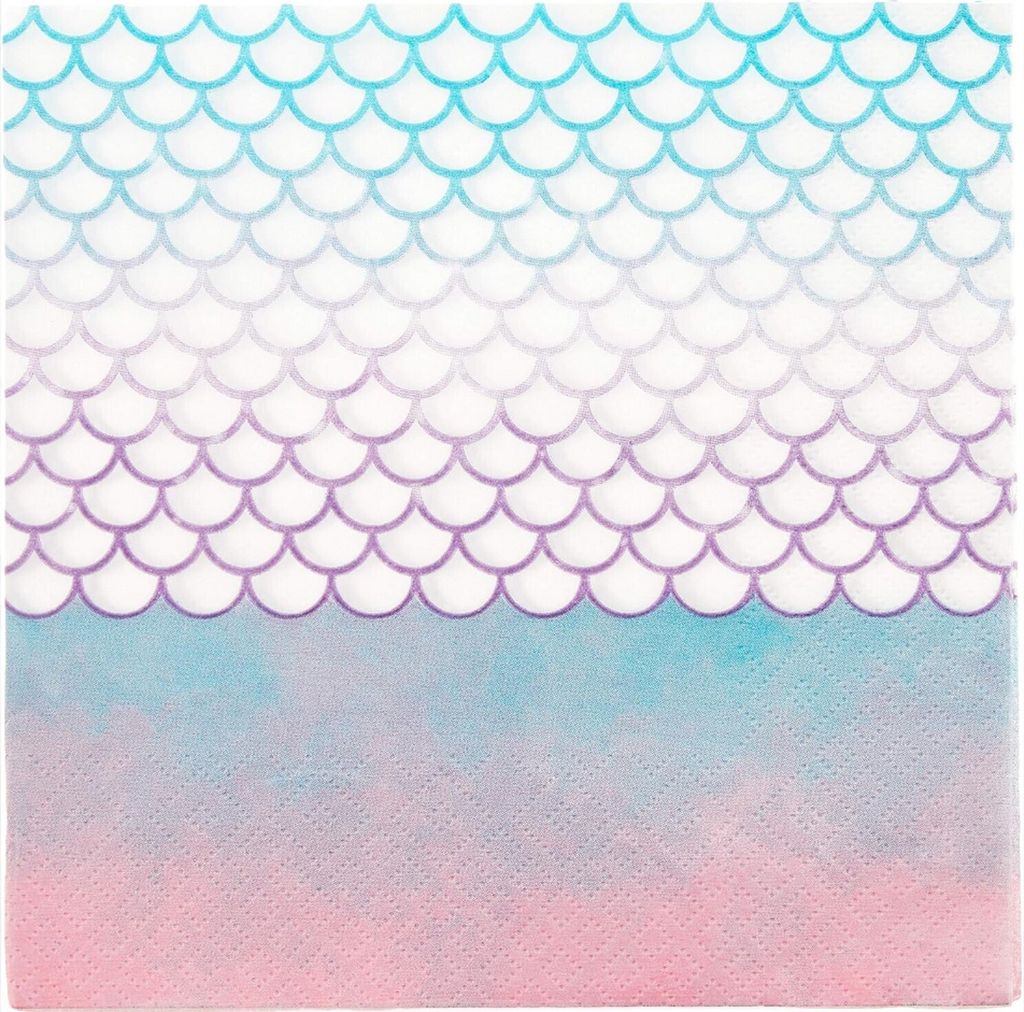 Meerjungfrauenschuppen - Papierservietten "Elegant" 20er-Pack - Papier SG28138 (Einheitsgröße) (Weiß/Blau/Violett)